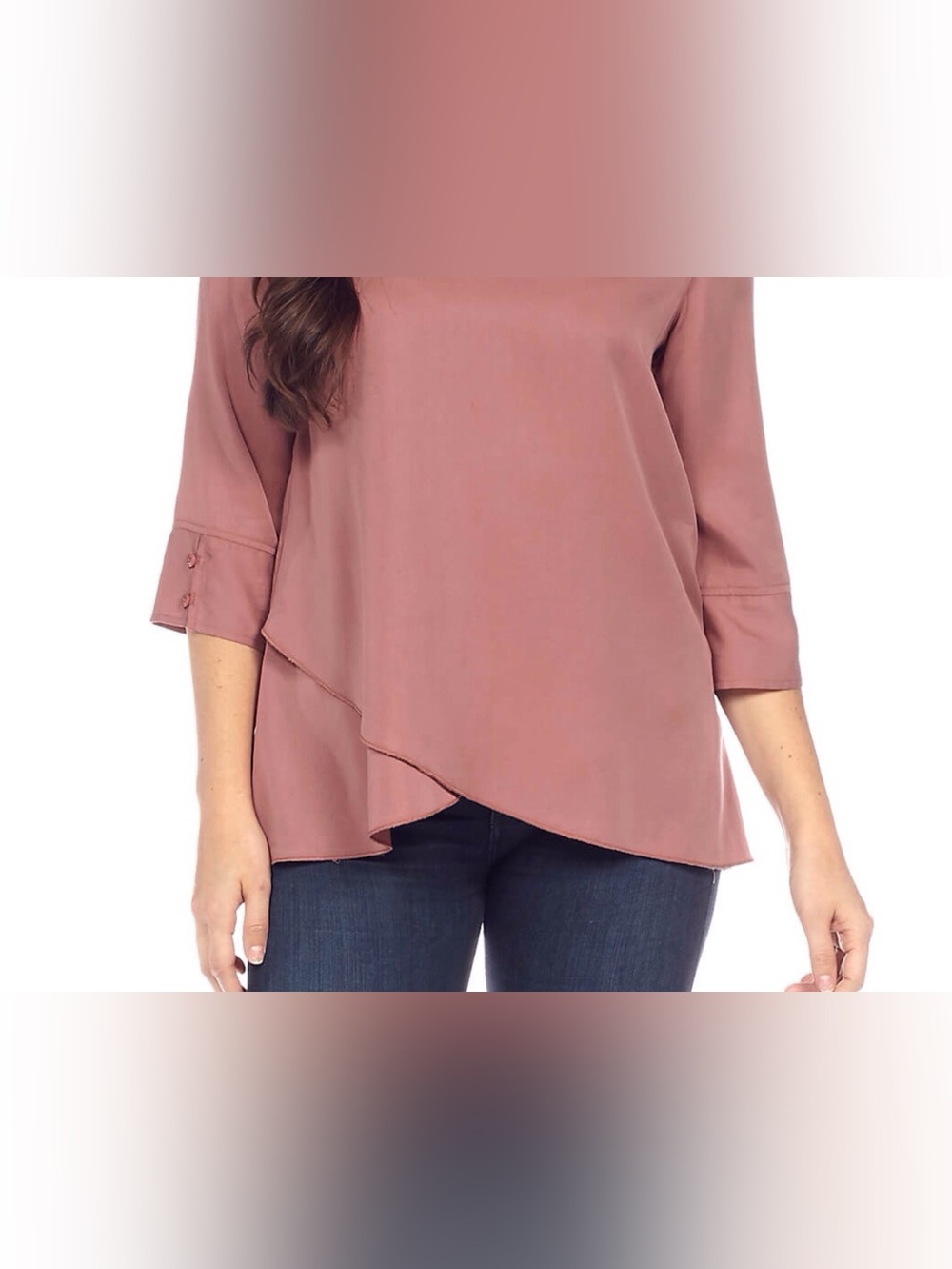 DKR Apparel Lyocell Tulip Hem Tunic Top-Rose - Picture 3 of 8
